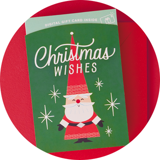 Christmas wishes card with Santa shaped gnome